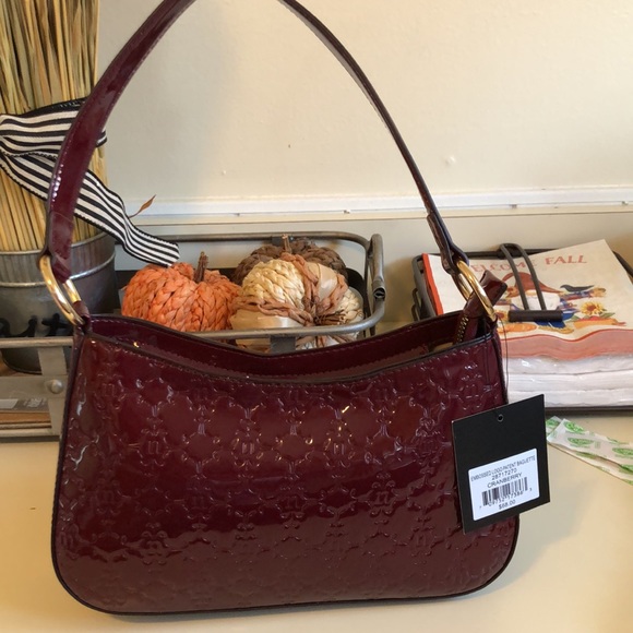 Nanette Lepore Handbags - Brand NEW Cranberry Embossed Patent leather Baguette with tags